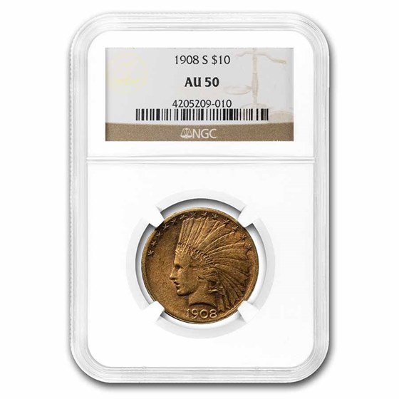 1908-S $10 Indian Gold Eagle AU-50 NGC 1908-S $10 Indian Gold Eagle AU-50 NGC